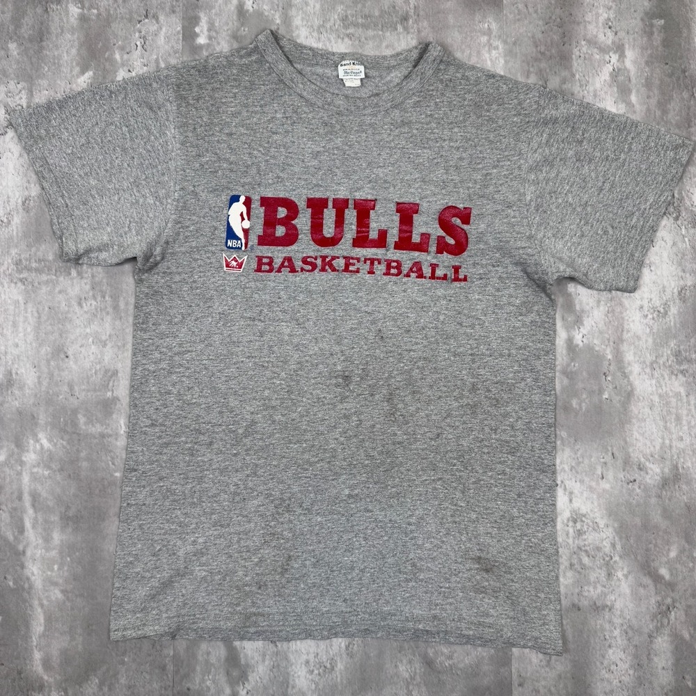 Vintage MacGregor Sand Knit Chicago Bulls T-Shirt Mens Large Gray Basketball 80s